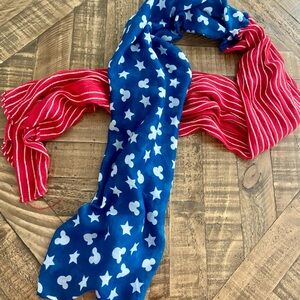 Disney Blue and Red Scarf with Mickey and Stars